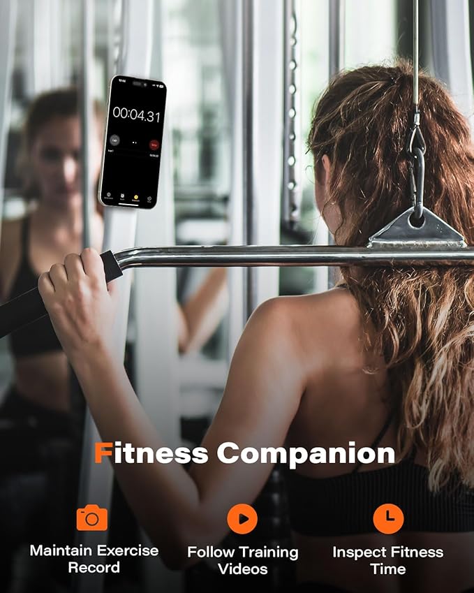 A2C Gym Fitness Phone Mount for MagSafe - 17 N54 Strong Magnets Stable and Secure Phone Mount with Adjustable Strap, 3-in-1 Mount for Gym Equipment, Stroller, Treadmill, Peloton Exercise Bikes