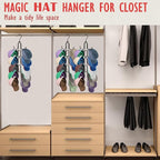 Hat Organizer for Closet, Collapsible Caps Rack with 10 Rotatable Large Hooks, Holds Up to 40 Baseball Caps, Metal Space Savi