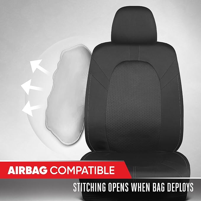 Motor Trend Honeycomb Polyester Seat Covers – Semi Universal Fit Front Seat Protector for Most Cars, Trucks, SUVs – Breathabl