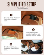 Natural Wooden Car Air Freshener for Visor Clip- Natural Teak/Coconut/Amber Scents, Long-Lasting Odor Eliminator with Metal C