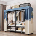 Portable Foldable Wardrobe Closet with Door - Metal Clothing Rack for Hanging Clothes, Space-Saving Coat Storage for Bedroom 