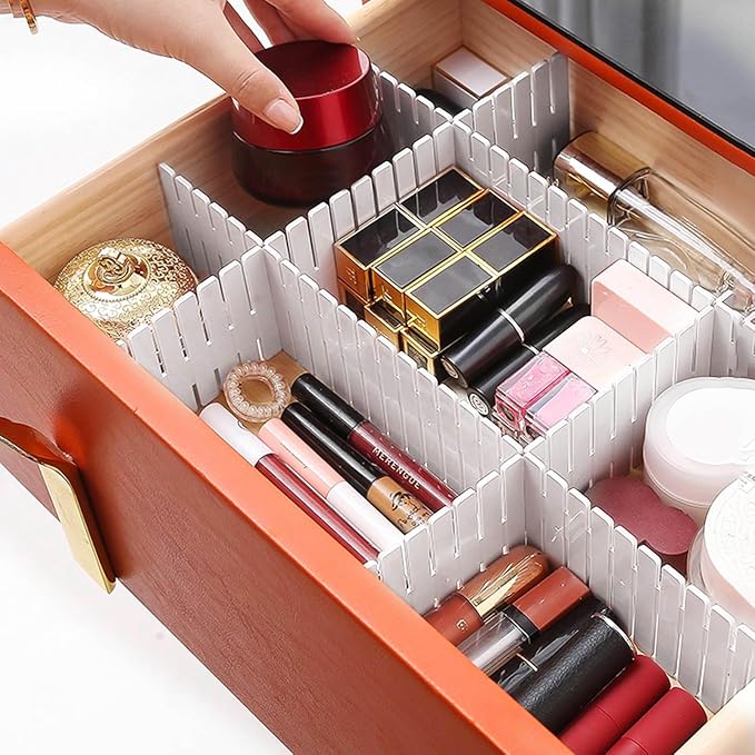 acDesign 40Pcs Grid Drawer Dividers, Adjustable Drawer Organizer for Socks, Underwear, Lingerie, Makeup, Bedroom Office Kitch