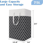 BlissTotes 3-Pack Laundry Basket, Freestanding＆Waterproof Laundry Hamper, Collapsible Tall Clothes Hamper with Easy Carry Han