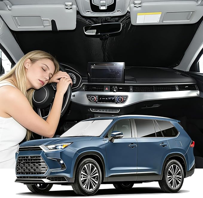 Windshield Sunshade for Toyota Grand Highlander 2024-2026 Sun Shade Car Windshield Accessories 4 Layers Blocks UV Rays Custom Fit Grand Highlander 240T Car Window Shades Windshield Keep Cool