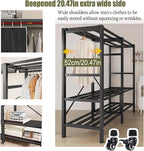 YTLEMON Heavy Duty Wardrobe Closet with Cover, Metal Rolling Clothes Rack, Foldable Portable Closet Organizer System Freestan