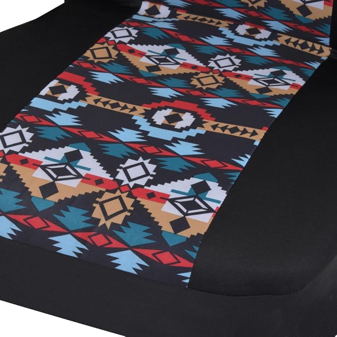 BDK Aztec Pattern Car Seat Covers for Front Seats, 2-Pack Geometric Print Front Seat Cover Set with Matching Headrest, Sidele
