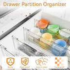 Yieach 12 Pack Clear Acrylic Drawer Divider 6 Inch High,Expandable from 14-20'',Adjustable Dresser Drawer Dividers for Baby C