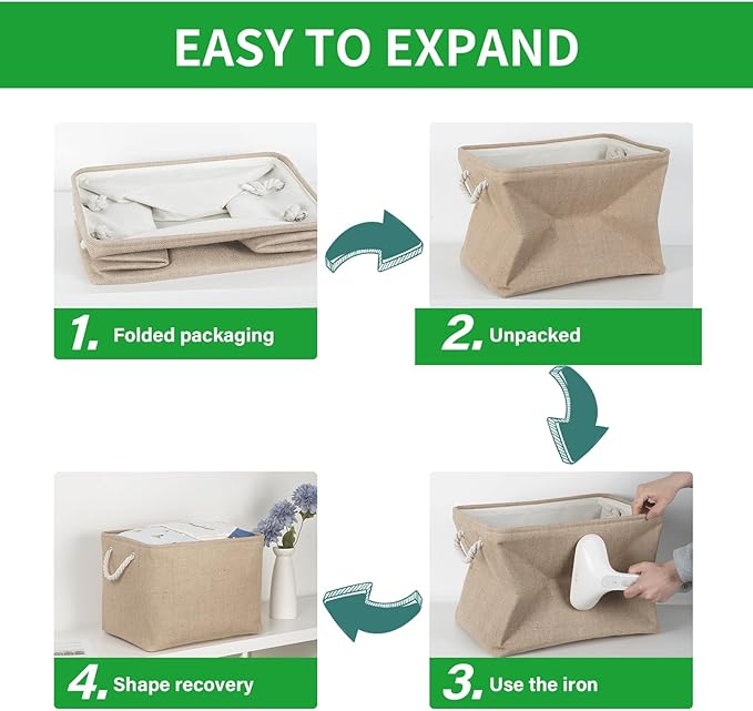 Bidtakay Fabric Storage Baskets for Shelves 3 Pack Large Storage Bins for Organizing Linen Collapsible Organizer for Closet-F