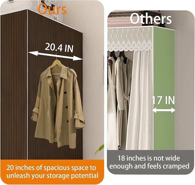 Large Portable Closets for Hanging Clothes | Heavy Duty Clothes Rack with Cover Foldable | Max Load 1000LBS Portable Wardrobe