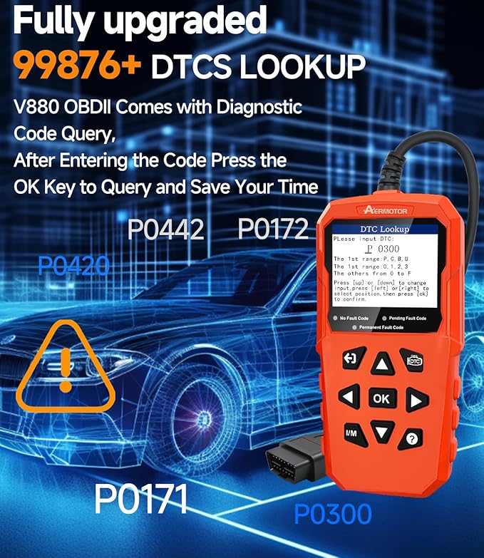 OBD2 Scanner,V880 Car Scanner Diagnostic Tool: Car Check Engine Code Reader with Reset,Live Data & Freeze Frame,Mode 6, Mode 8,
