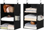 StorageWorks Hanging Closet Organizer 6-Shelf, Jumbo Separable Two 3 Shelf Closet Storage Organizer with Side Pockets, Portab