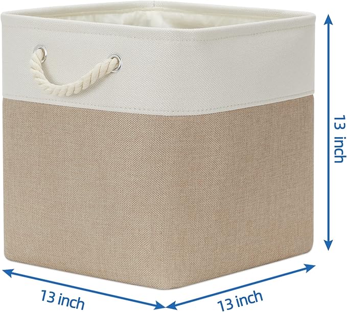 Temary Cube Storage Baskets 4 Pack 13x13 Fabric Cube Storage Bins for Clothes, Large Baskets Boxes with Handles, Canvas Baske