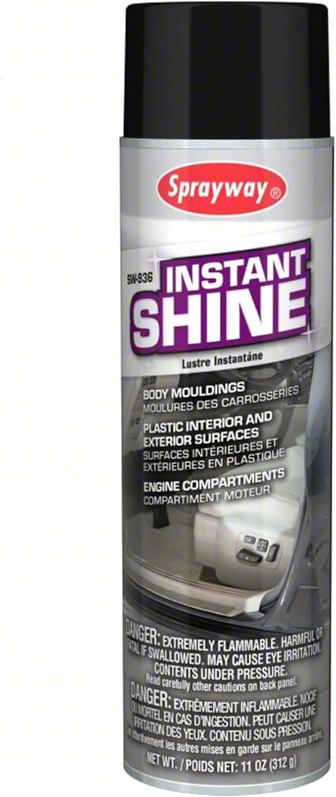 Sprayway SW936 Aerosol Instant Shine Vinyl Cleaner and Protectant, 11 oz.