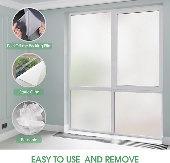 STATINT Frosted Glass Window Film Privacy Sun Blocking UV Protection Window Clings Bathroom Non Adhesive Static Cling Glass Stickers for Home Office,17.3 Inch X 13.1 Feet