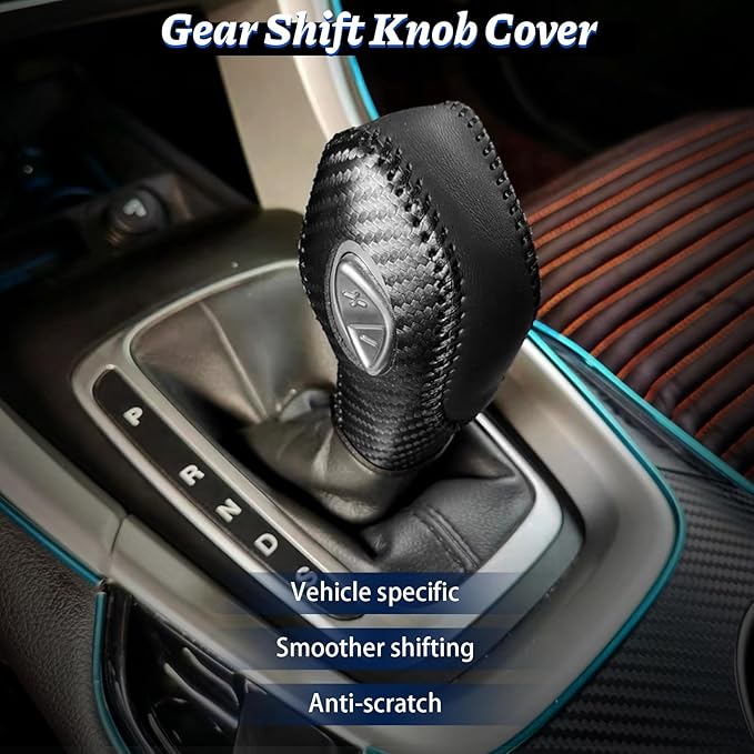 Car Gear Shift Cover Leather for Ford EcoSport Escape/Fiesta/Fusion/Focus/C-Max Energi Wagon/Transit Gear Shift Knob Cover Pr