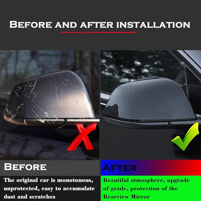 YHCDSEA Rearview Mirror Guard Cover for Tesla Model Y, Side Mirror Cover Exterior Accessories fit for Model Y 2024 2023 2022 2021 (Glossy Carbon Fiber Pattern)