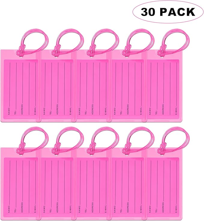 30 Pack Luggage Tags for Suitcases, Airplane Travel Essentials for Flying, International Travel Must Haves, and Luggage Acces