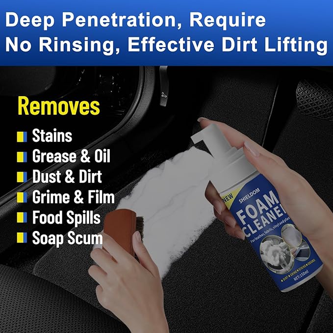 Car Interior Cleaner Kit Multifunctional Foam Cleaner, Clean Cars Seat Carpet Upholstery with Detailing Brush & Towel Deep In