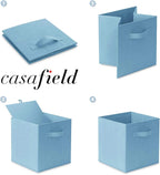 Casafield Set of 6 Collapsible Fabric Cube Storage Bins, Baby Blue - 11" Foldable Cloth Baskets for Shelves, Cubby Organizers