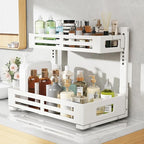 2 Pack 19IN-Depth Under Sink Organizer,Pull Out Cabinet Organizer With Smooth Cylindrical Rail,Metal Slide Out Drawer for Kit