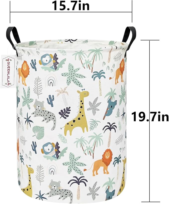 QUEENLALA Large Storage Basket,Laundry Hamper/Bathroom/Home Decor/Collapsible Round Storage Bin,Boys and Girls Hamper/Boxes/C