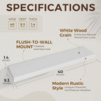 Dreamland 40 Inch Long Floating Shelves in White,9.3 Inch Deep Floating Shelf for Wall,Large Display & Storage Shelf, Wall Sh