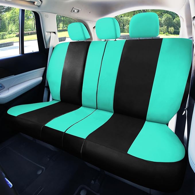 FH Group Car Seat Covers Rear Set Cloth - Universal Fit Automotive Seat Covers, Low Back Front Seat Covers, Solid Back Seat C
