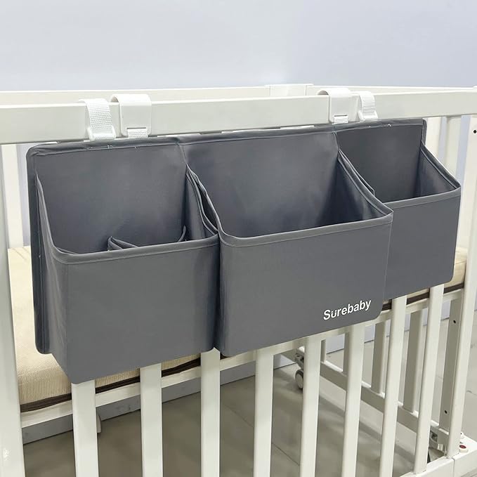Hanging Baby Diaper Caddy, 3-in-1 Diaper Caddy Organizer Holder For Baby Crib, Nursery Organization Diaper Stacker Storage Fo