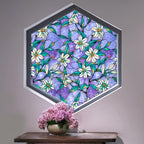 Coavas Static Cling Privacy Window Film, 96% UV & Heat Blocking, Stained Glass Window Film Floral Design, Non-Adhesive, for Bathroom, Front Door, Shower Enclosure‌ (Vinyl, 35.4" X 78.7 ")
