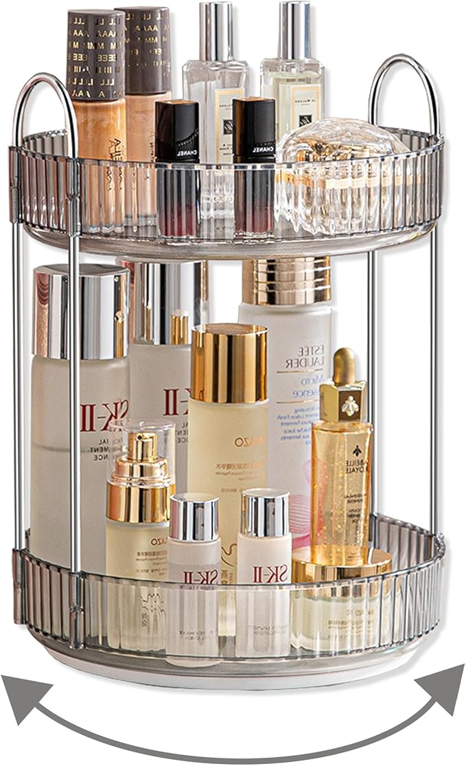 Asayuee 360 Rotating Makeup Organizer for Vanity,Bathroom Countertop Organizer,Spinning Perfume Organizer&Vanity Organizer(Gr