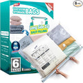 TAILI 6 Pack Vacuum Storage Bags, LONG SIDE ZIP (39x28 inch), Vacuum Seal Bags for Clothing, Jumbo Storage Space Saver for Be
