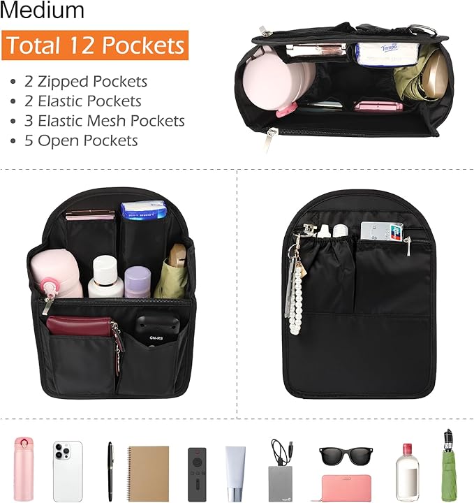 Surblue Backpack Organizer Insert Liner Hanging Travel Rucksack Purse and Handbag Insert Pocket, High-capacity Divider Foldab
