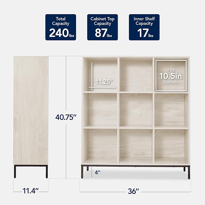 Best Choice Products 9-Cube Bookshelf, 3-Tier Wood Storage Bookcase W/Legs, 11in Shelf Opening, Cube Organizer, Living Room, 