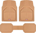 Motor Trend 943-BG FlexTough Defender Car Floor Mats -Next Generation Deep Dish Heavy Duty Contour Liners for Car SUV Truck & Van-All Weather Protection, Trim to Fit Most Vehicles Beige