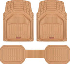 Motor Trend 943-BG FlexTough Defender Car Floor Mats -Next Generation Deep Dish Heavy Duty Contour Liners for Car SUV Truck & Van-All Weather Protection, Trim to Fit Most Vehicles Beige