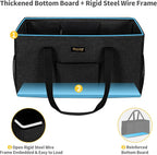 GhvyenntteS Extra Large Utility Tote Bag, Stand Up Utility Tote with Metal Wire Frame & Hard Bottom Board, Reusable Grocery Bags With Handles, Extra Large Beach Bag, Collapsible Car Tote
