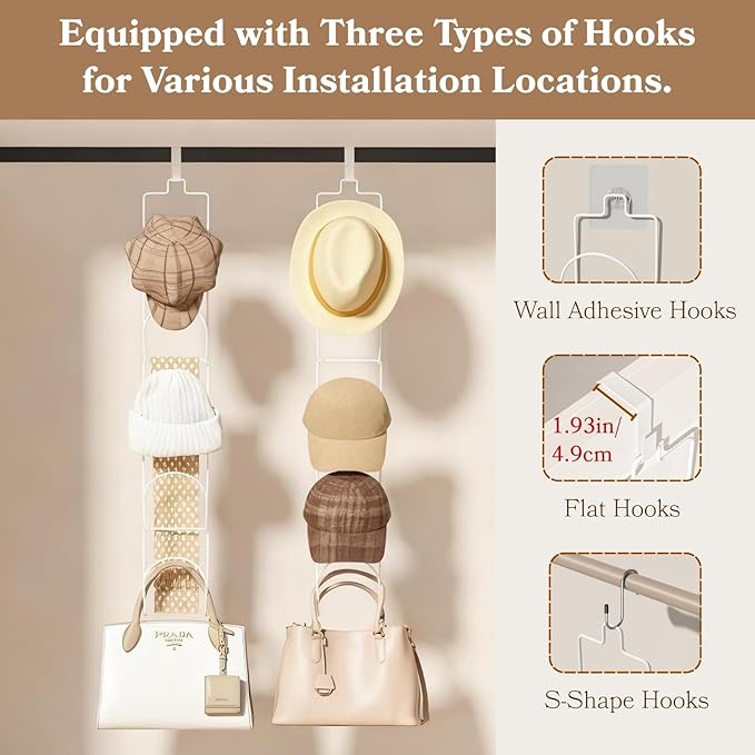 18 Pack Over The Door Hat Organizer for baseball caps | Multi-Functional Baseball Hat Rack for Closet | Wall Mounted Hat s to