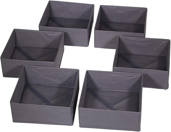 DIOMMELL 6 Pack Foldable Cloth Storage Box Closet Dresser Drawer Organizer Divider Fabric Baskets Bins Containers for Clothes