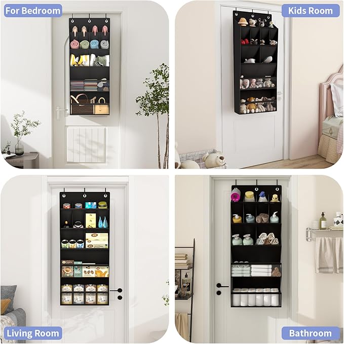 FENTEC 2 Pack Over the Door Shoe Organizer, Hanging Shoe Organizers with Large Pockets Shoe Holder Hanging Shoe Rack for Clos