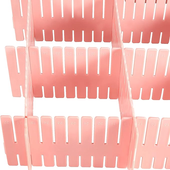 MUKCHAP 72-Piece DIY Grid Drawer Organizer - 12.6 Inch Adjustable Drawer Dividers for Sock, Underwear, Scarf - 36 White, 36 P