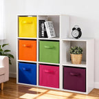 Stero Fabric Storage Bins 6 Pack Fun Colored Durable Storage Cubes with Fabric Handles Foldable Cube Baskets for Home, Kids R