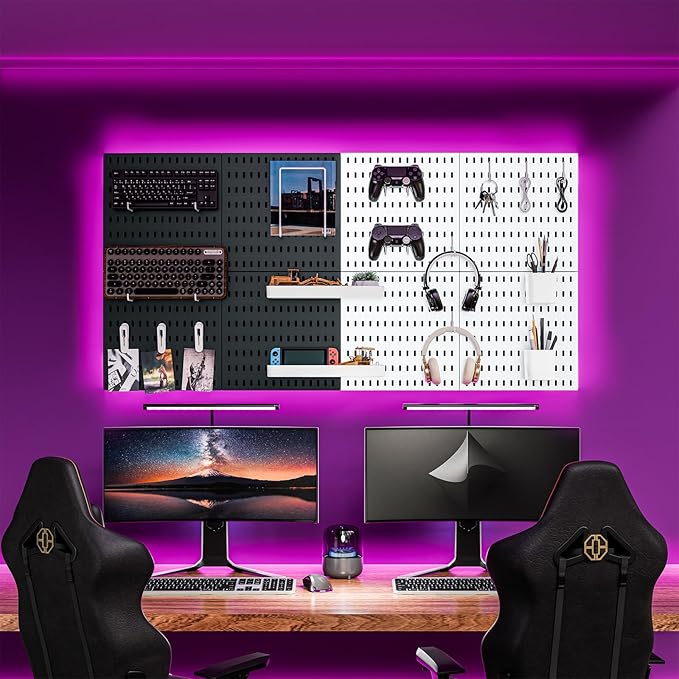 Wall-Mounted Pegboard Kit, 25.2" x 25.2" Organizer Panel – Large, Cost-Effective & Nail-Free Installation Pink