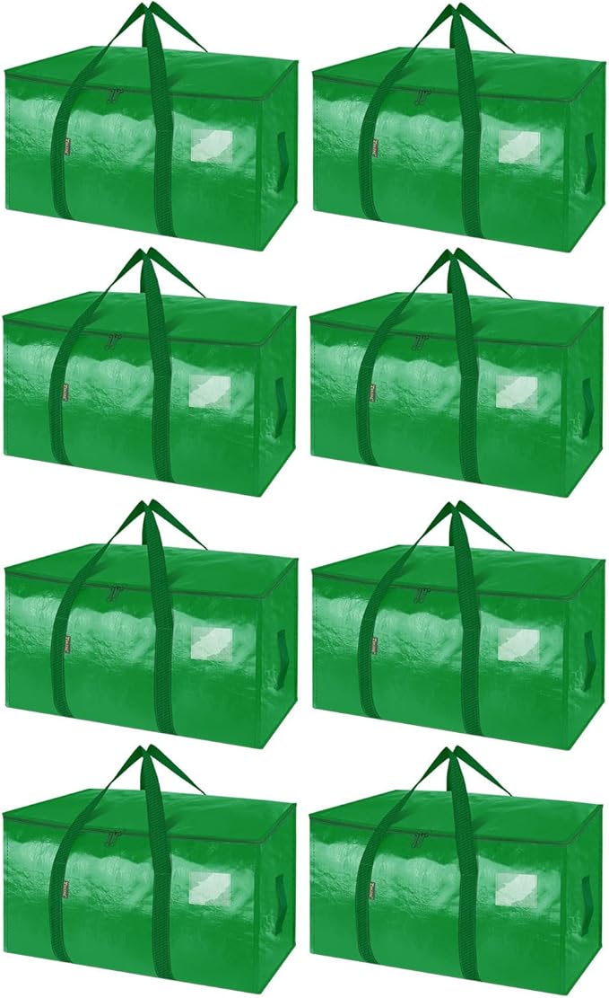 BALEINE 8-Pack Oversized Moving Bags with Reinforced Handles, Heavy-Duty Storage Tote for Clothes, Moving Supplies (Light Gre