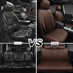 CAR PASS Piping Luxury Faux Leather Seat Covers Full Set, 5 Seats Anti-Slip Waterproof Seat Covers Compatible with Front Armr