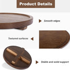 Round Decorative Tray Wood Bathroom Counter Organizer Farmhouse Kitchen Decor Wooden Riser for Soap Dish, Perfume, Candle, Sp