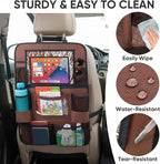 BALEINE Backseat Car Organizer, Back Seat Car Organizers and Storage, Kick Mats Back Seat Protector, Travel Accessories for Most Automotive (2 Pack, Mocha)
