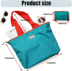 4PC Foldable Reusable Shopping Bags 210D Nylon Waterproof Travel Grocery Tote with Drawstring Mouth & Reinforced Handle