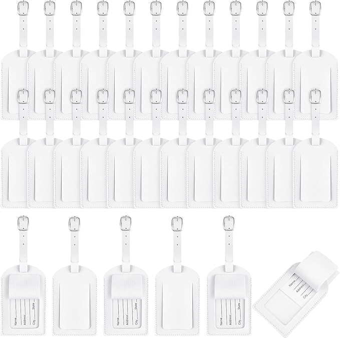 Dunzy 30 Pieces Leather Luggage Tag Women Identifiers Travel Suitcase Tags for Luggage Travel Backpack Bag Wedding Favors Wom