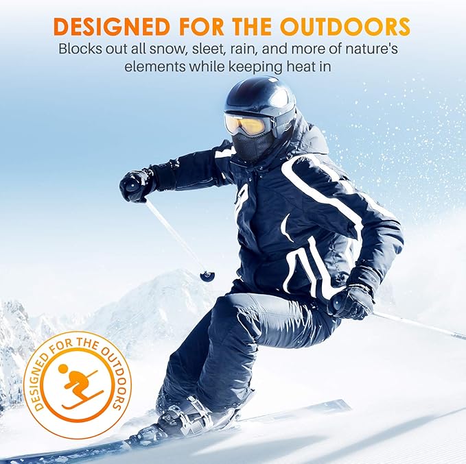 AstroAI 47.2" Ice Scrapers & Ski Mask Balaclava for Cold Weather Black