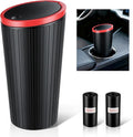 SINGARO Car Trash Can with Lid, Leakproof Mini Garbage Bin for Car Cup Holder, Small Trash Can for Vehicle, Home & Office - Includes 30 Bags, Easy Clean (Black-Red)